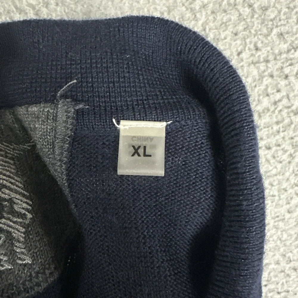 Raffi Merino Logan Polo Sweater Men's XL Navy 100% Extra Fine Wool 3 Button $195